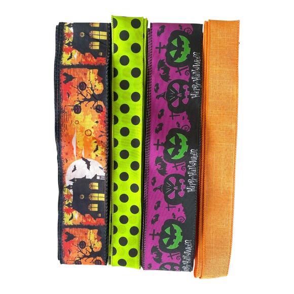 Haunted House Halloween Sign & Ribbon Bundle | DIY Wreath Making Kit Supplies - Picture 3 of 5